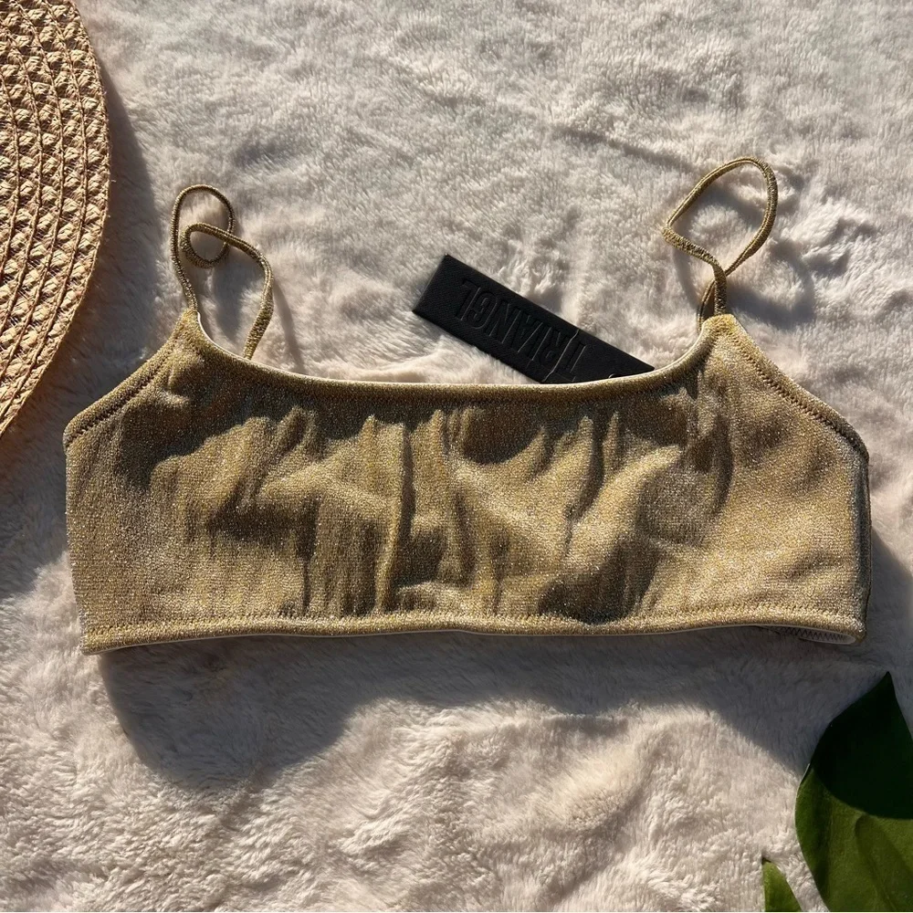 Triangl Gold Shimmer Bikini Top Size Large
